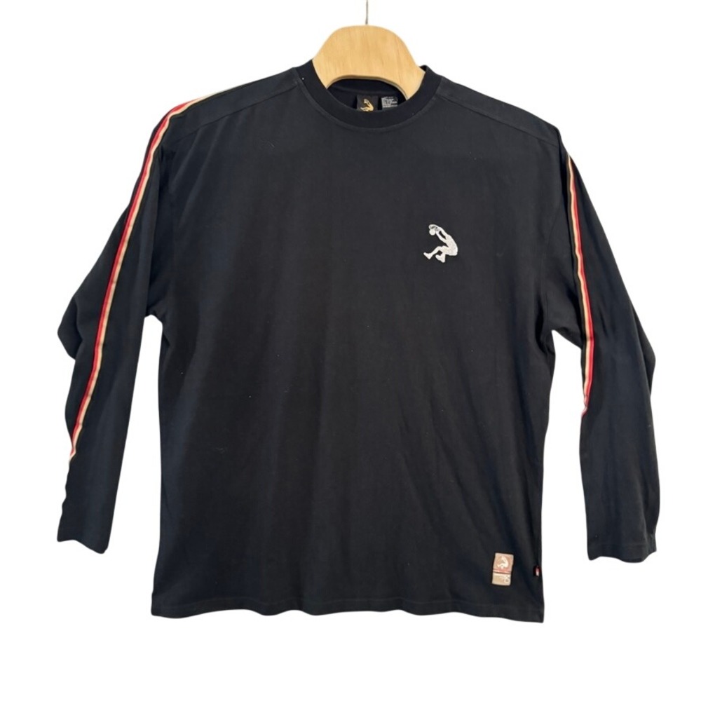 Shaq Shaquille O'Neal Dunkman Mens XLT 2XLT Black Long Sleeve Striped Shirt 34